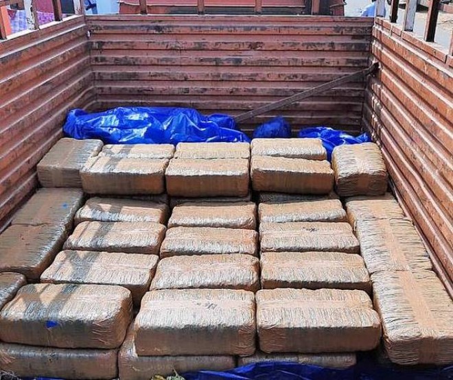 The District Police arrested two persons and recovered around 1900kg of Ganja near Narsipatnam