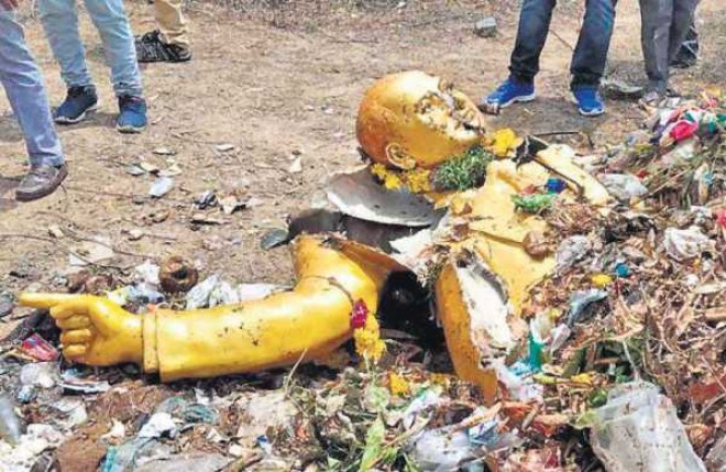 Ambedkars broken statue found in dump yard