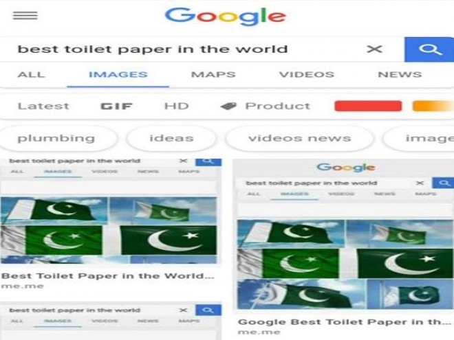 Google shows Pakistan Flag when Searched for Best Toilet Paper