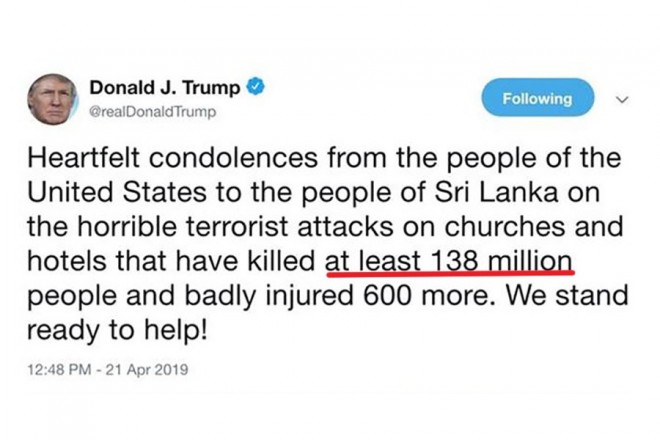 US Prez Trump wrong tweet goes viral 
