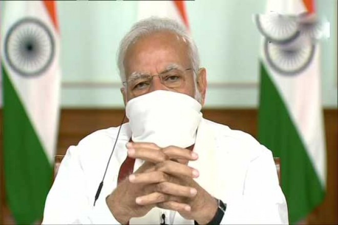 PM Modi was seen wearing a mask
