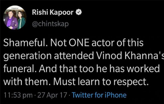 Rishi Kapoor 2017 funeral tweet trends now!